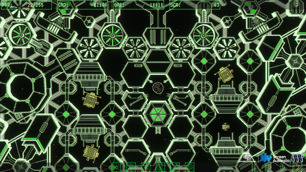 Screenshot of the game Management In Space. A prototype build from early September. It a very large and busy space station.